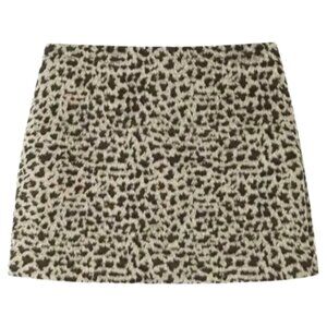 NWT Zara Leopard Print Fur Textured Mini Skirt XS Animal Print Statement